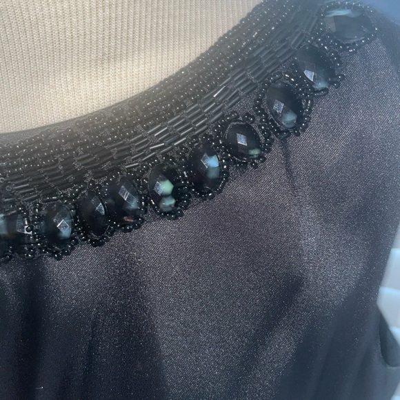 Connected apparel  Black Sheath Dress size 12  Tiered Jeweled Neckline Sheath - Picture 4 of 11